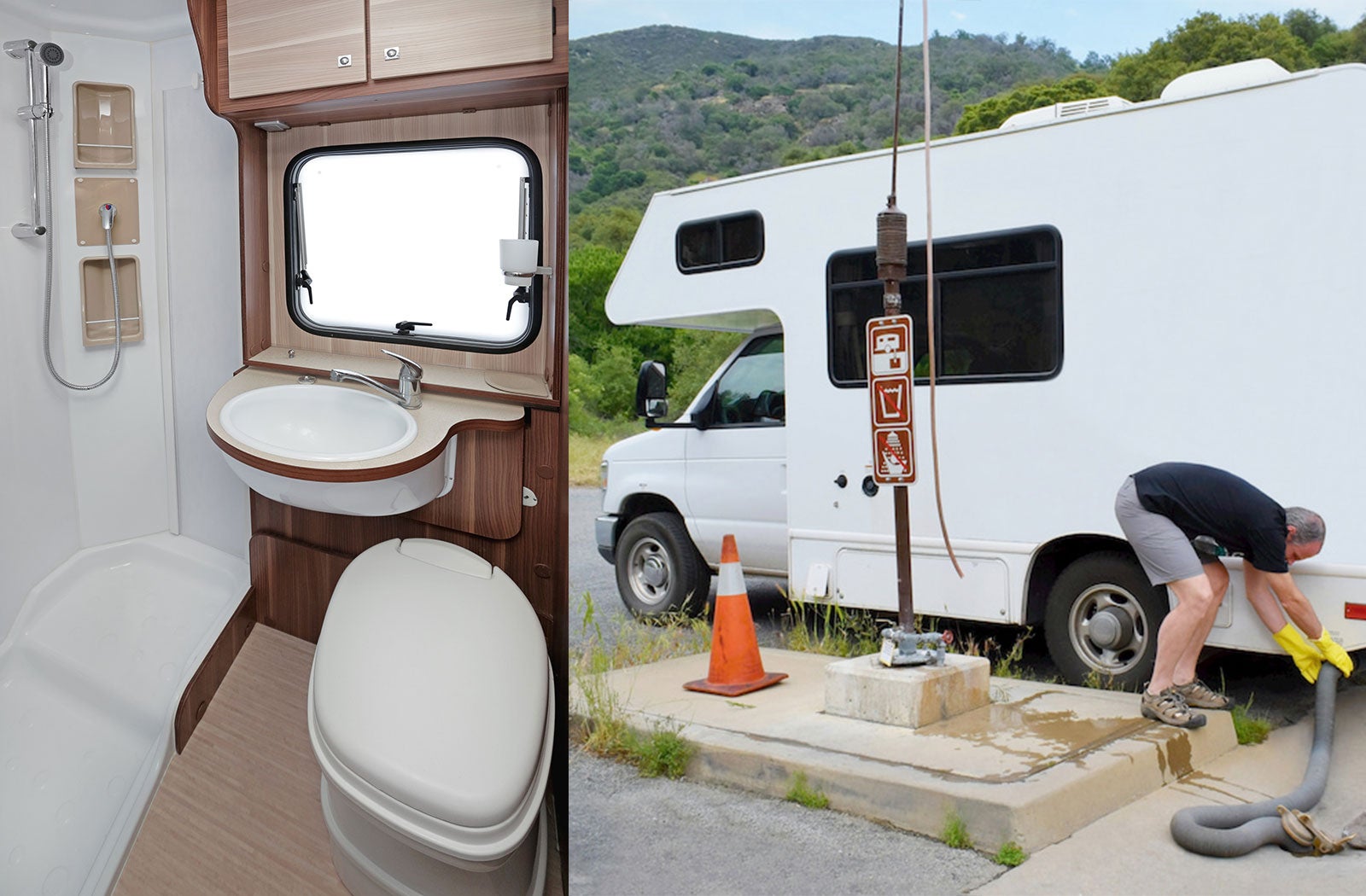 Portable RV/camper toilet and holding tank setup in Springdale, Arkansas