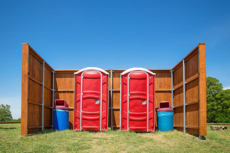 Short-term porta potty units staged for delivery in Springdale, Arkansas